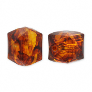 Abalorios acr&iacute;licos hex&aacute;gono Naranja marr&oacute;n