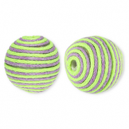 Abalorios acr&iacute;licos 22 mm con cord&oacute;n encerado Verde lima-p&uacute;rpura lavanda