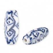 Abalorios de cer&aacute;mica rect&aacute;ngulo Blancuzco-azul Delfts