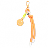 Llavero Smiley con cuerda Naranja ne&oacute;n-amarillo ne&oacute;n-blanco
