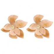 Pendientes resina trendy flor Marrón mármol-dorado