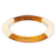 Pulseras bangle de resina Transparente marr&oacute;n &aacute;mbar-blanco marfil