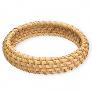 Pulseras bangle de rat&aacute;n Beige natural