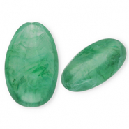 Abalorios acr&iacute;licos ovalado largo Verde oscuro-m&aacute;rmol