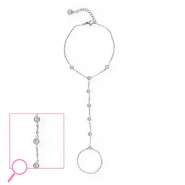 Pulseras anillo Acero Inox Plateado-cristal