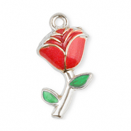 Colgantes Acero Inox rosa Plateado-rojo-verde