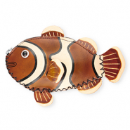 Monedero peque&ntilde;os de cuero pez payaso Marr&oacute;n-beige arena-negro-blanco
