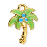 Colgantes Acero Inox palmera Dorado-verde-azul