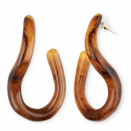 Pendientes resina trendy Marrón ámbar
