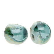 Abalorios de cer&aacute;mica griega DQ&reg; Verde ola del mar-marr&oacute;n