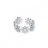 Anillos Acero Inox flor Plateado