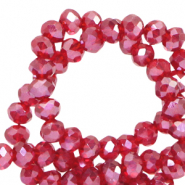 Abalorios faceteados disco 8x6mm Torte de pasas roja-revestimiento &aacute;mbar
