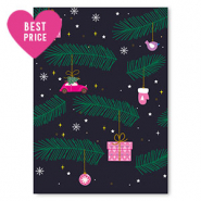 Tarjetas para joyer&iacute;a Navidad Azul oscuro-rosa