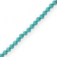 Abalorios faceteados disco 6x4mm Azul cerceta claro-revestimiento pearl shine