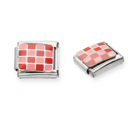 Acero Inox link-eslab&oacute;n para pulsera italiana con dijes Acero Inox bloques Plateado-rosa-rojo
