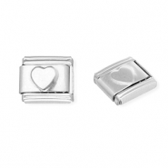 Acero Inox link-eslab&oacute;n para pulsera italiana con dijes Acero Inox coraz&oacute;n Plateado