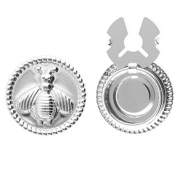 Cubrebotones Acero Inox redondos con abeja Plateado