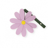 Colgantes llamativos flor P&uacute;rpura malva-amarillo-verde oscuro