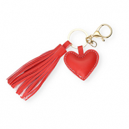 Llavero coraz&oacute;n con borlas Rojo-dorado