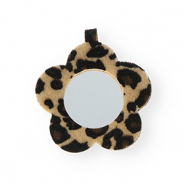 Colgantes llamativos espejo flor con estampado leopardo Beige-marr&oacute;n oscuro-negro