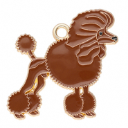 Colgantes met&aacute;licos caniche Dorado-marr&oacute;n