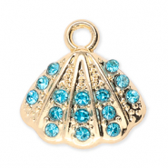 Colgantes met&aacute;licos concha con strass Dorado-azul