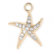 Colgantes met&aacute;licos estrella de mar con strass Dorado-transparente