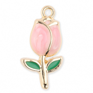 Colgantes met&aacute;licos tulip&aacute;n Dorado-rosa claro-verde