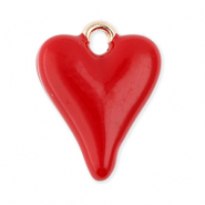 Colgantes met&aacute;licos coraz&oacute;n Dorado-rojo