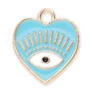 Colgantes met&aacute;licos coraz&oacute;n con ojo providencia Dorado-azul-blanco
