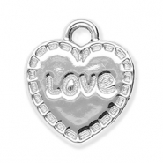 Colgantes met&aacute;licos coraz&oacute;n "Love" Plateado
