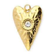 Colgantes Acero Inox coraz&oacute;n Dorado-transparente