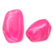 Abalorios acr&iacute;licos rect&aacute;ngulo Fucsia-m&aacute;rmol
