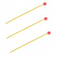 BY31&reg; Fornituras Acero inox bast&oacute;n con cabeza bola 35mm Dorado-rojo