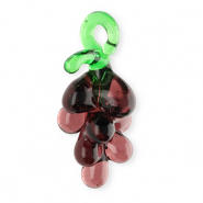 Colgantes de vidrio a mano uvas Vino tinto frutos rojos transparente-verde transparente