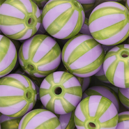 DQ® Abalorios acrílicos 16 mm con rayas Púrpura-verde olivia