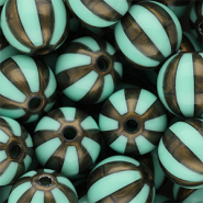 DQ® Abalorios acrílicos 16 mm con rayas Verde turqueza-marrón dorado