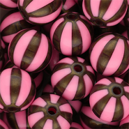 DQ® Abalorios acrílicos 16 mm con rayas Rosa-marrón dorado