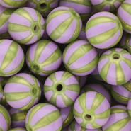 DQ® Abalorios acrílicos 12 mm con rayas Púrpura-verde olivia