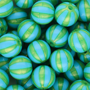 DQ® Abalorios acrílicos 12 mm con rayas Azul-verde