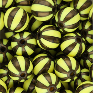 DQ® Abalorios acrílicos 12 mm con rayas Amarillo-marrón dorado