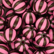 DQ® Abalorios acrílicos 12 mm con rayas Rosa-marrón dorado