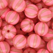 DQ® Abalorios acrílicos 12 mm con rayas Rosa coral-rosa melocotón