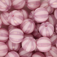 DQ® Abalorios acrílicos 12 mm con rayas Rosa vintage