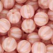 DQ® Abalorios acrílicos 12 mm con rayas Rosa claro-rosa melocotón