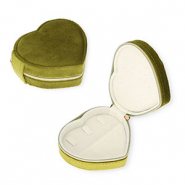 Caja de joyer&iacute;a para viaje coraz&oacute;n Verde oliva