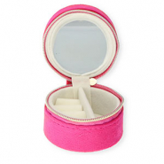 Caja de joyer&iacute;a para viaje con espejito redondos Rosa hot
