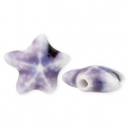 Abalorios de cerámica estrella de mar Púrpura-azul