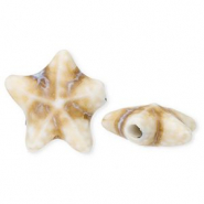 Abalorios de cerámica estrella de mar Blancuzco-marrón claro