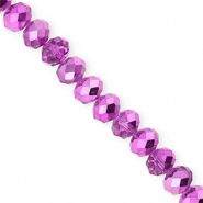 Abalorios faceteados disco 8x6mm P&uacute;rpura orqu&iacute;dea-revestimiento pearl shine